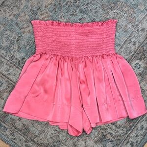 KOCH Erica Skort Salmon Pink High Waist Smocked Flowy Smocked Shorts - Small